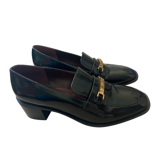 Franco Sarto Women’s Dalia Loafer Size 8.5 M black Gold Accent Heeled Square Toe - Picture 4 of 8